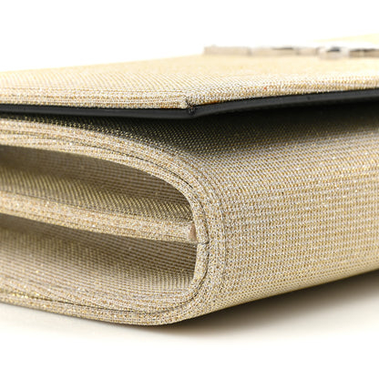 Saint Laurent Metallic Sparkle Fabric Monogram Chain Wallet Platino 10 of 13