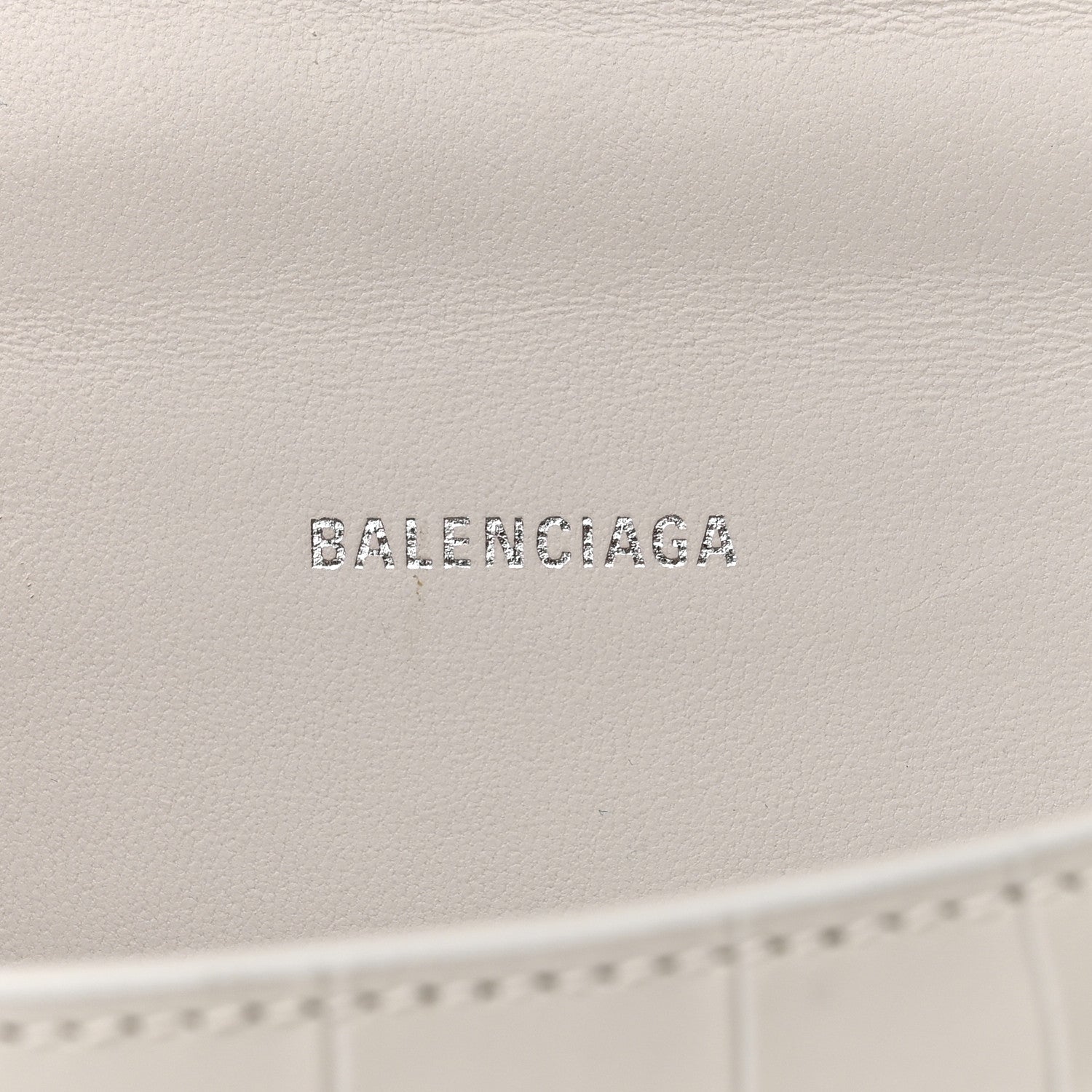 Balenciaga Shiny Calfskin Crocodile Embossed Hourglass Top Handle Bag XS White 6 of 11