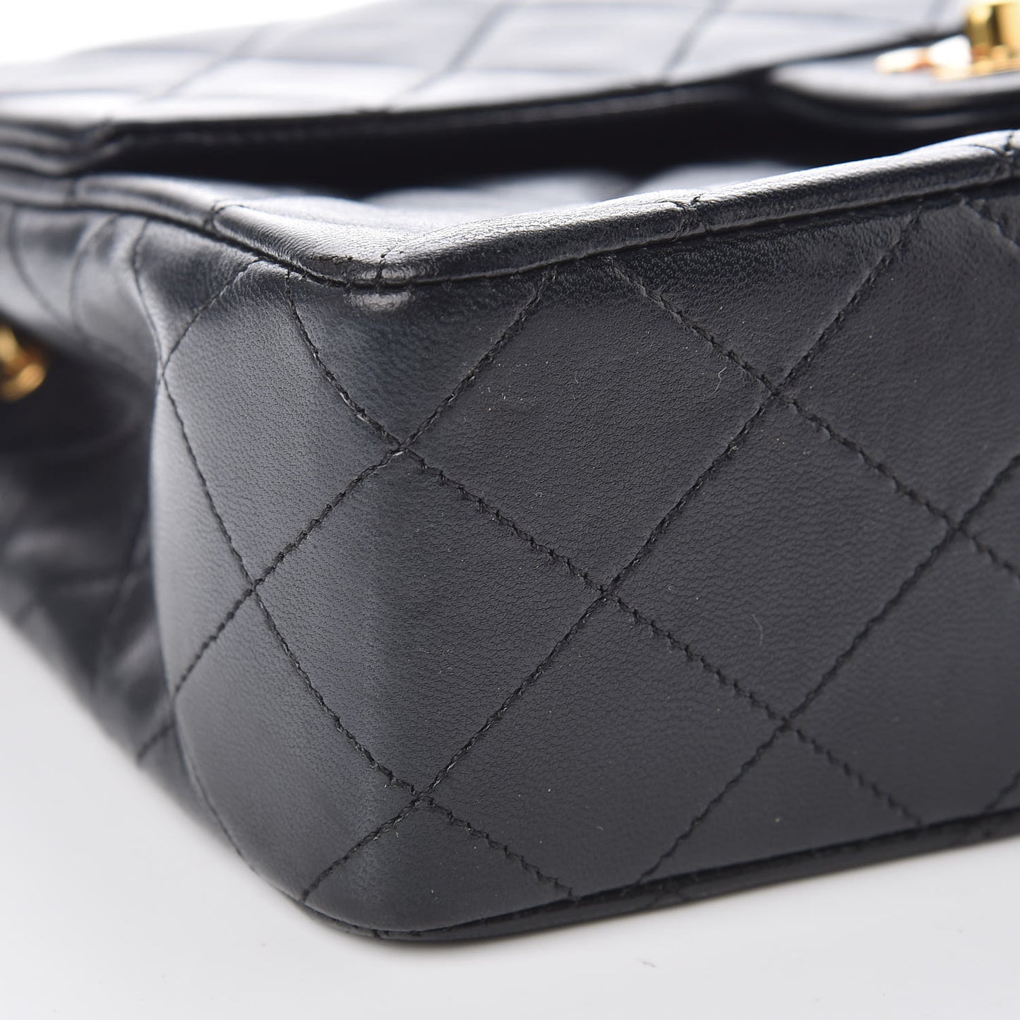 Lambskin Quilted Mini Square Flap Black