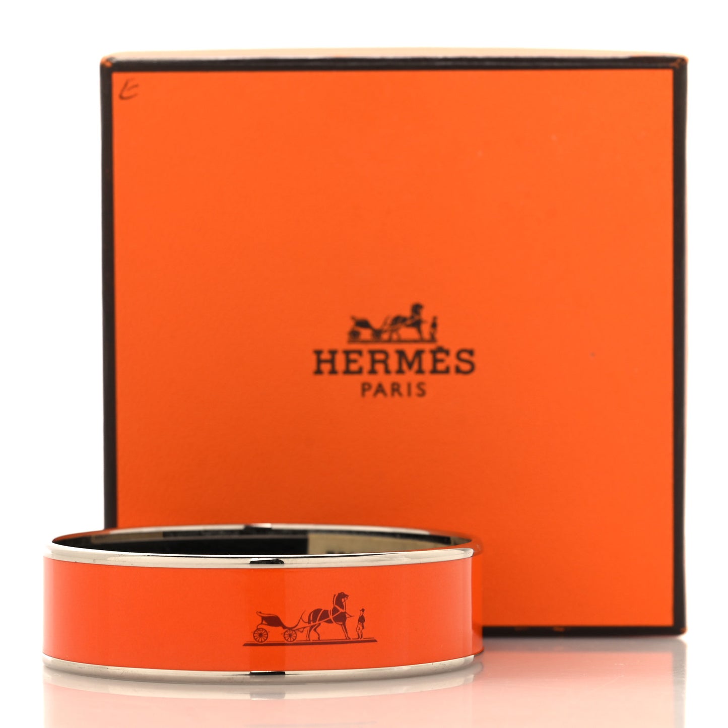 Enamel Printed Caleche Wide Bracelet 70 Orange