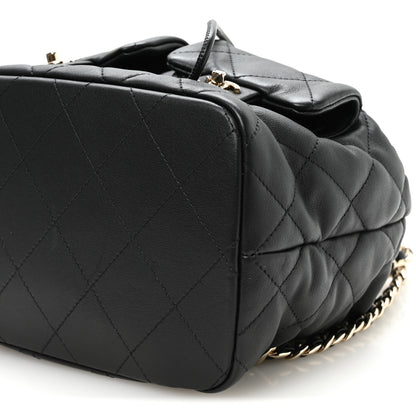 Chanel Calfskin Quilted Double Pocket Drawstring Backpack Black 9 of 9