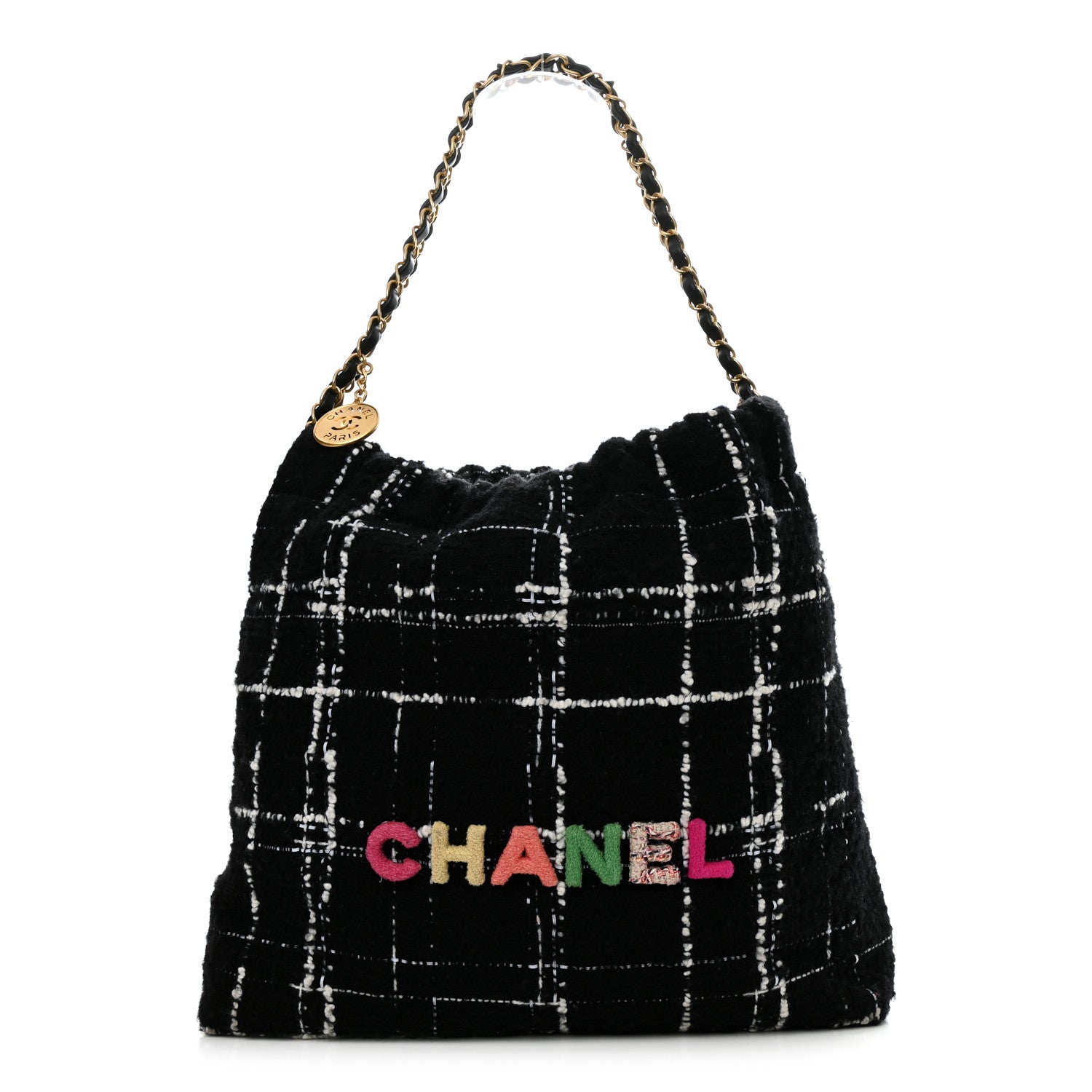 Chanel Wool Tweed Quilted Chanel 22 Black Multicolor 3 of 11