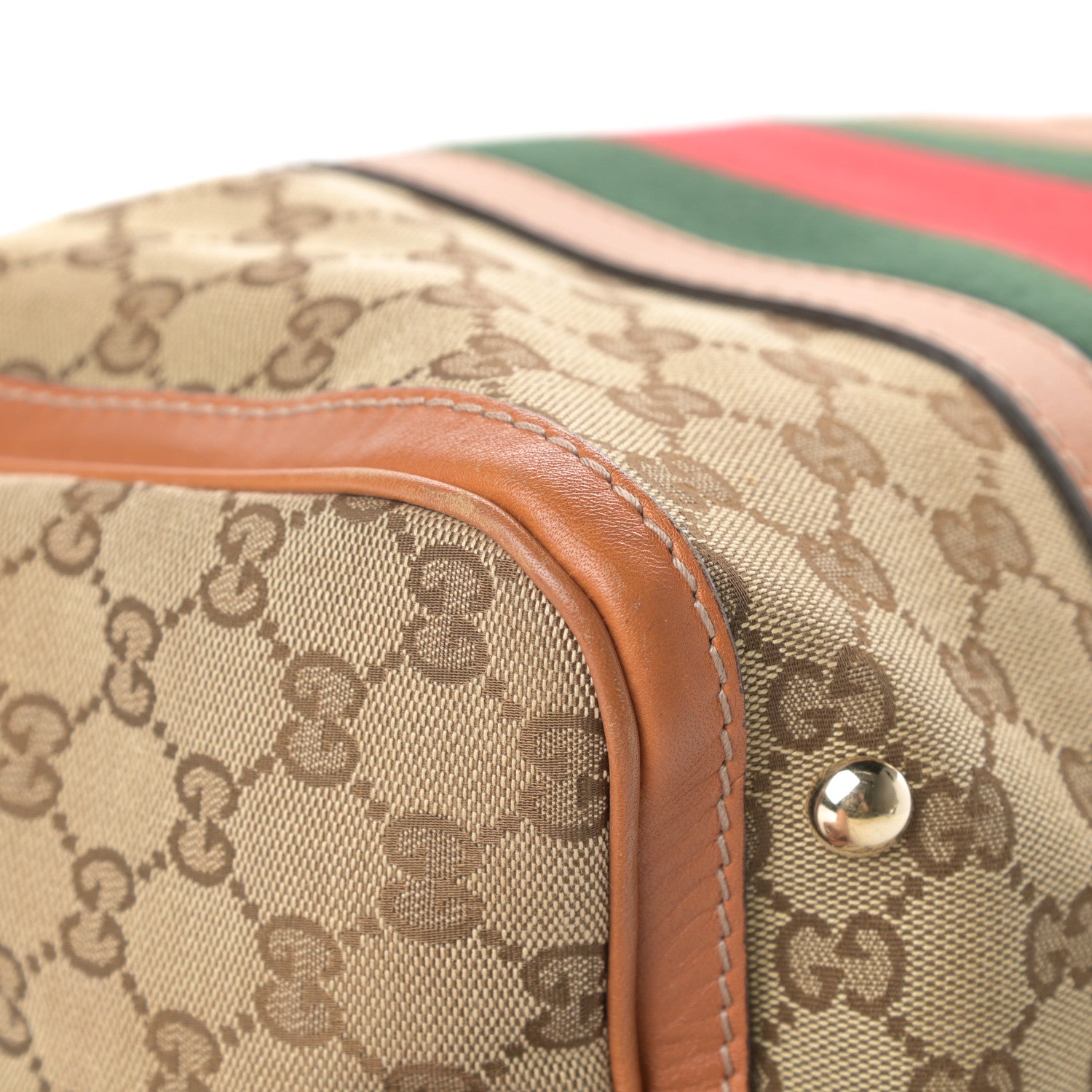 Gucci Monogram Vintage Web Medium Boston Tobacco 9 of 17