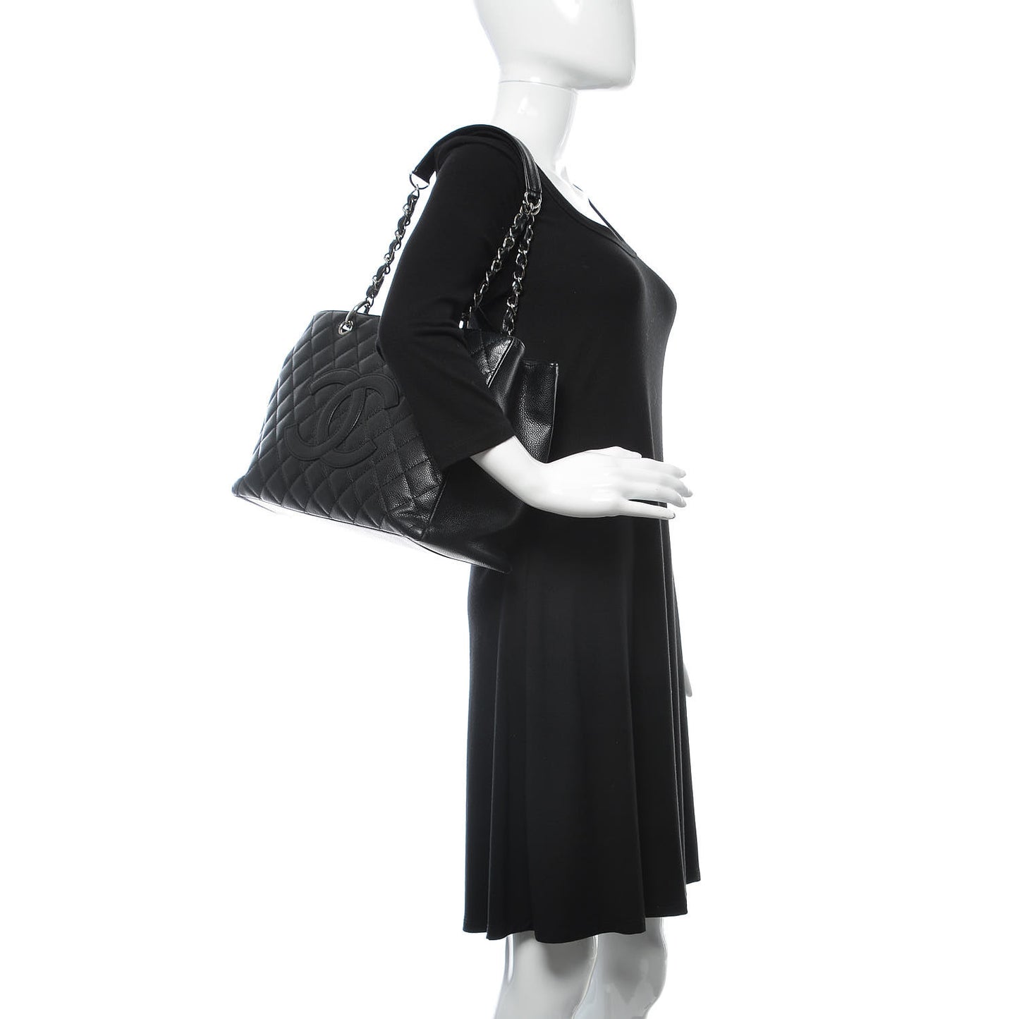Caviar Quilted Grand Shopping Tote GST Black