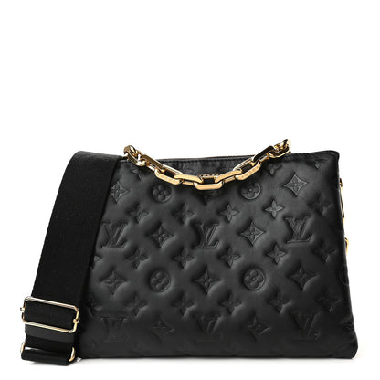 Louis Vuitton Lambskin Embossed Monogram Coussin PM Black 1 of 9