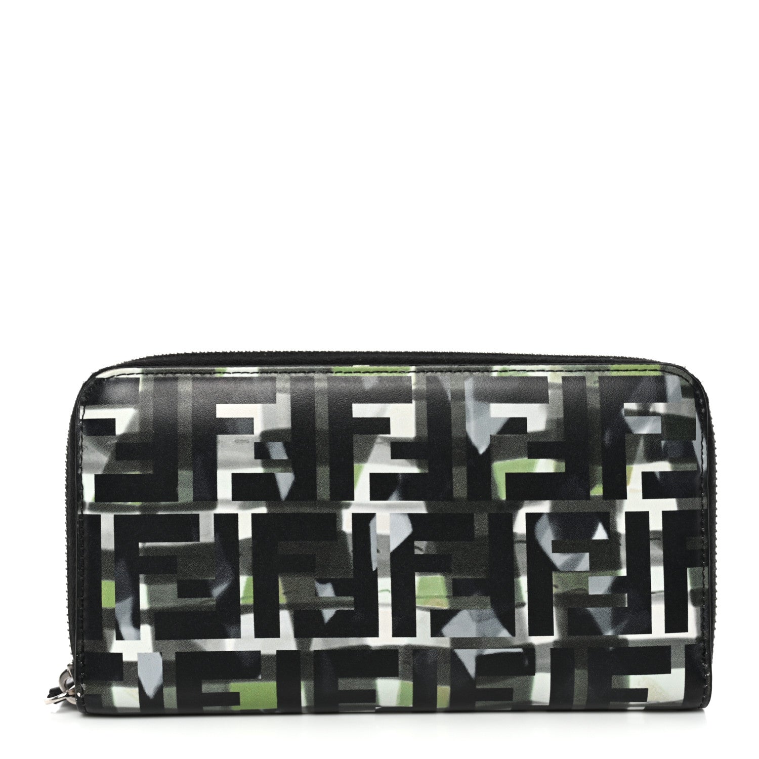 Fendi Vitello CamouFF Zip Around Wallet Black Multicolor 1 of 9