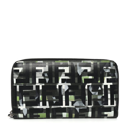 Fendi Vitello CamouFF Zip Around Wallet Black Multicolor 1 of 9