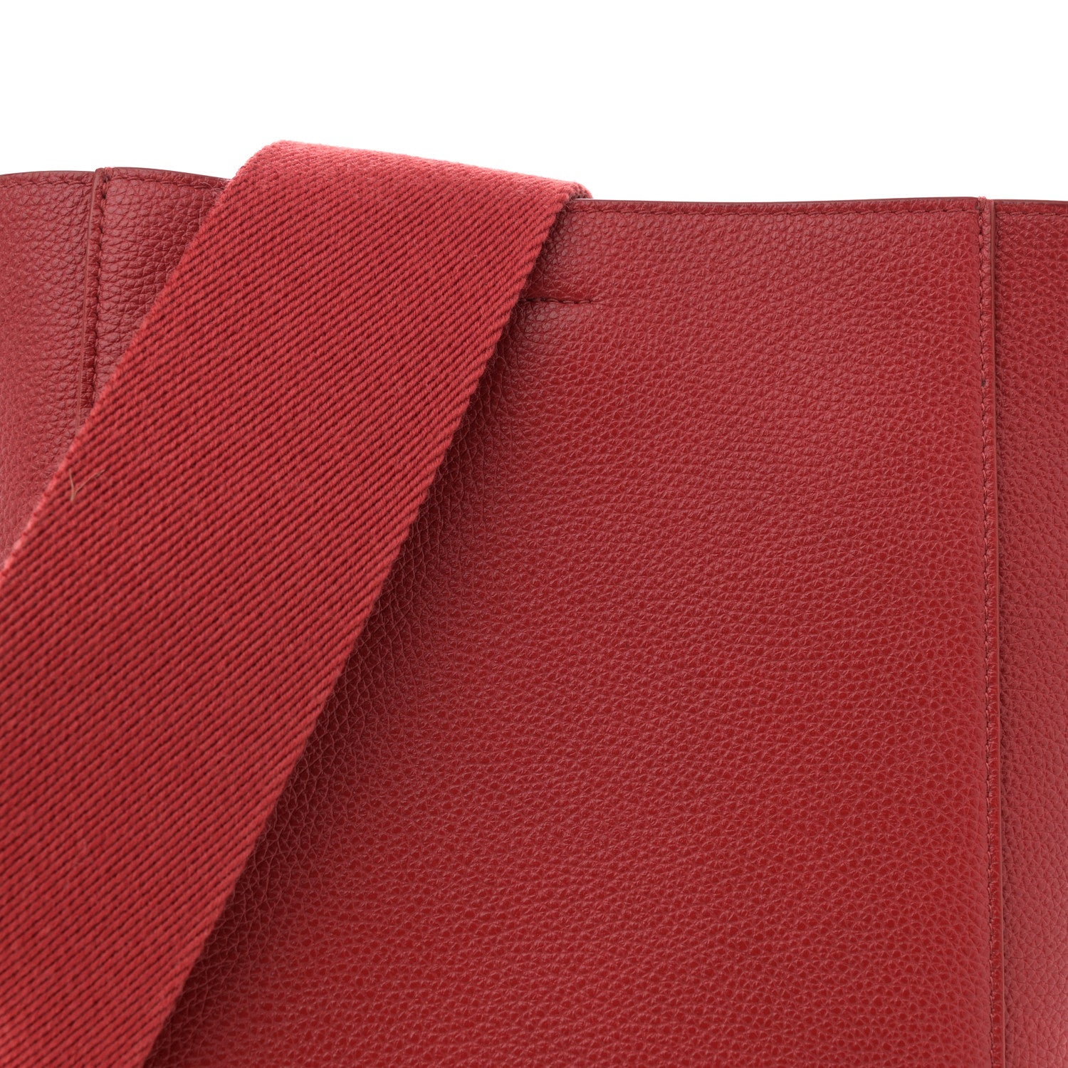 Celine Soft Grained Calfskin Sangle Bucket Bag Red 7 of 9