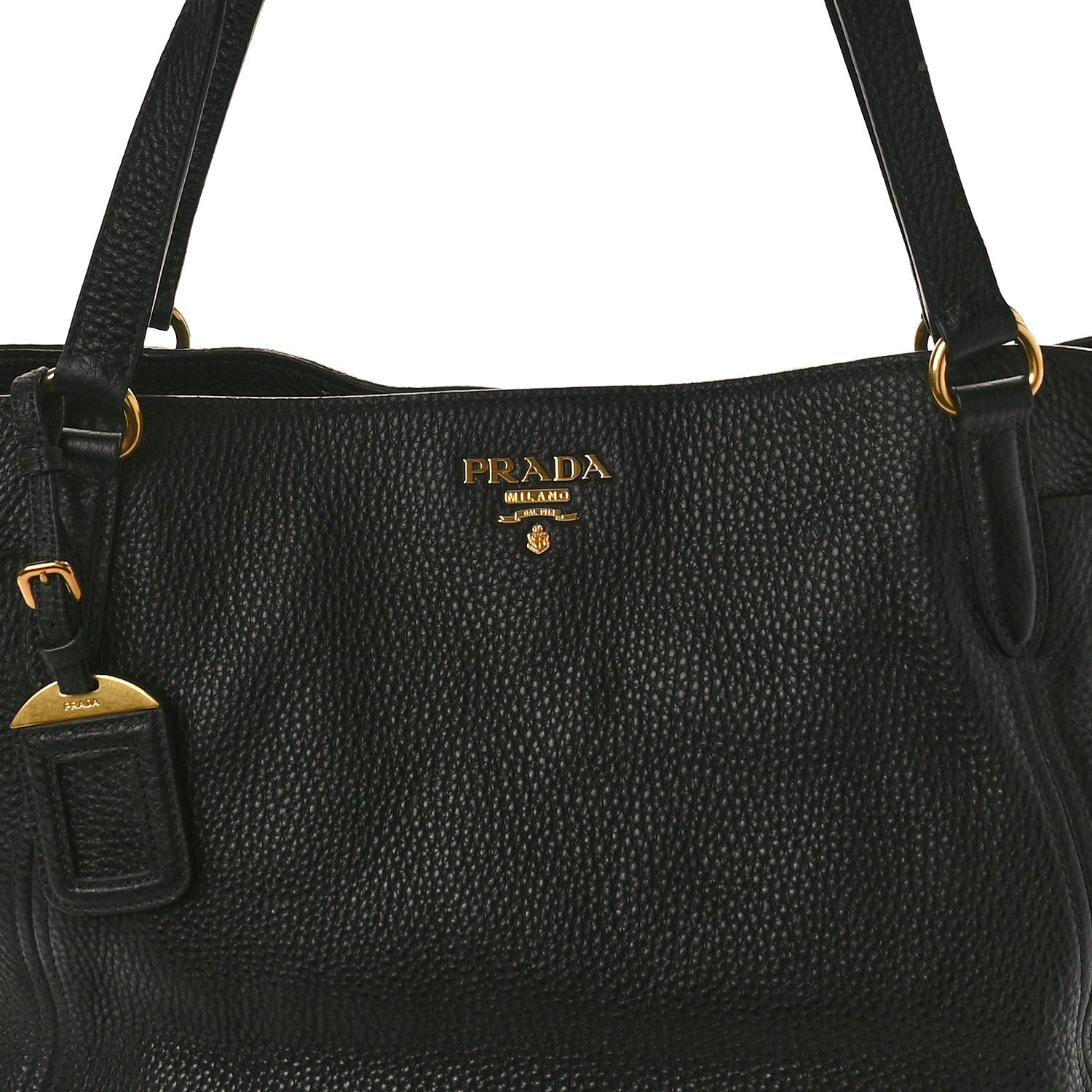 Prada Vitello Daino Side Pocket Tote Black 7 of 14