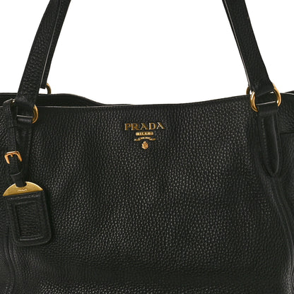 Prada Vitello Daino Side Pocket Tote Black 7 of 14