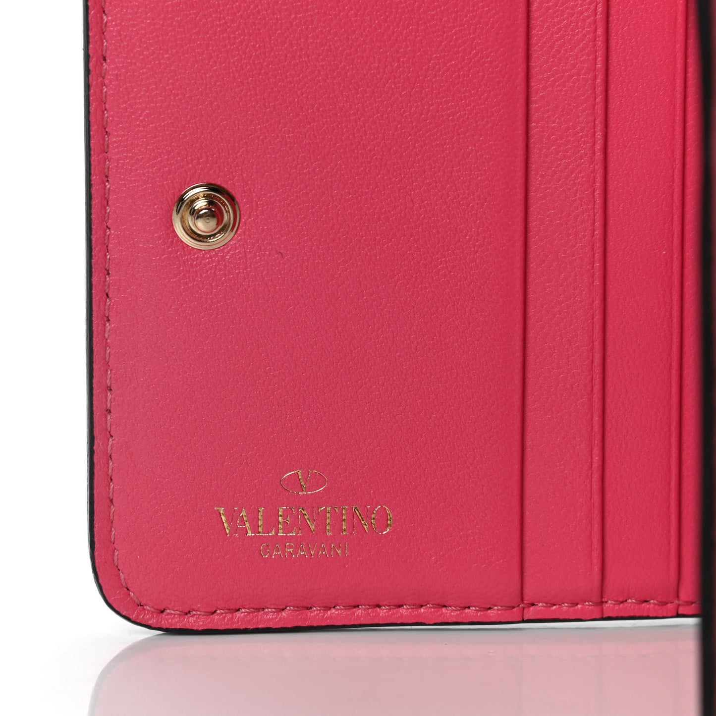 Nappa Rockstud Spike Compact Zip Around Wallet Shadow Pink