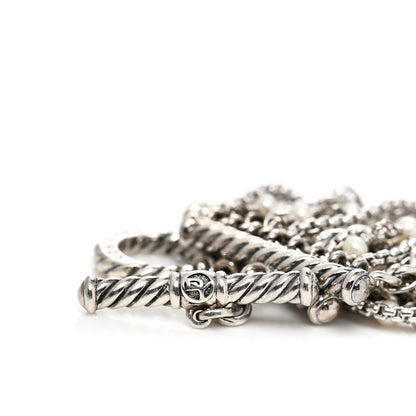 David Yurman Sterling Silver Pearl Starburst Multi-Row Bracelet 4 of 4