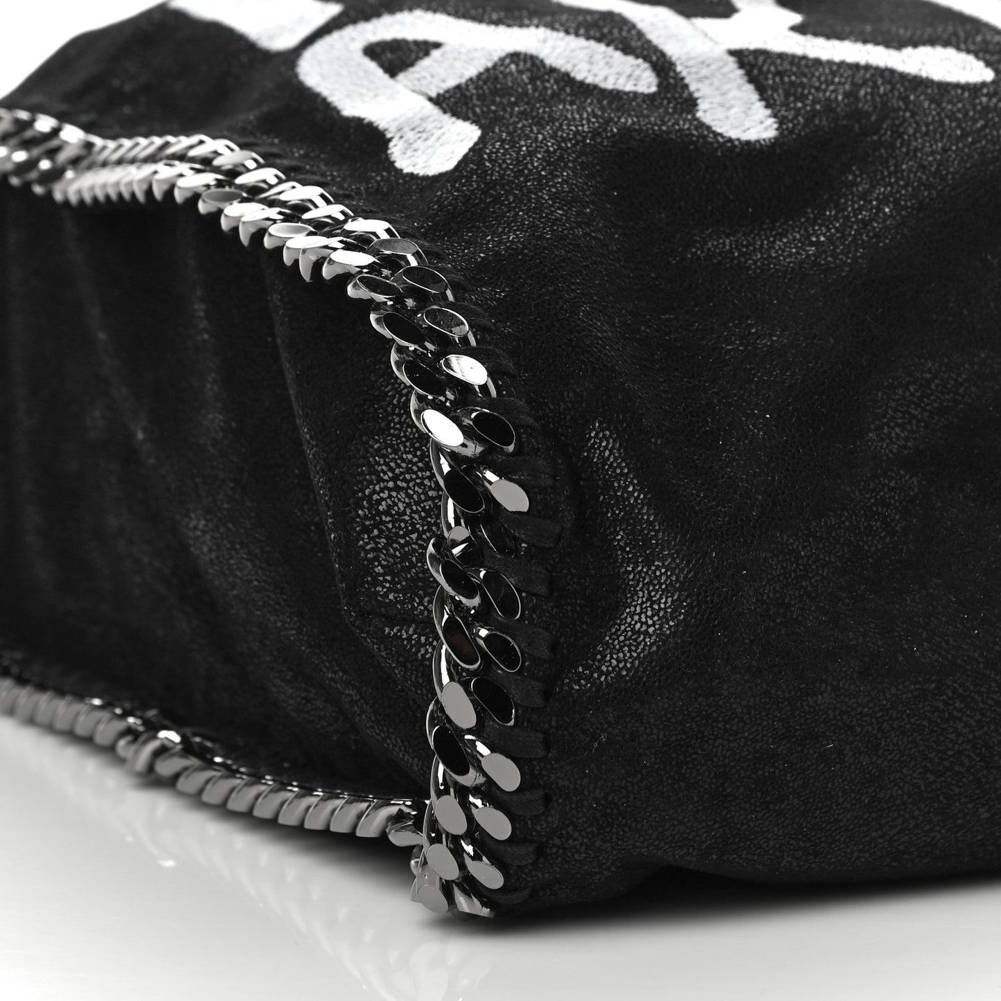 X ED CURTIS Shaggy Deer Logo Embroidered Large Falabella Black