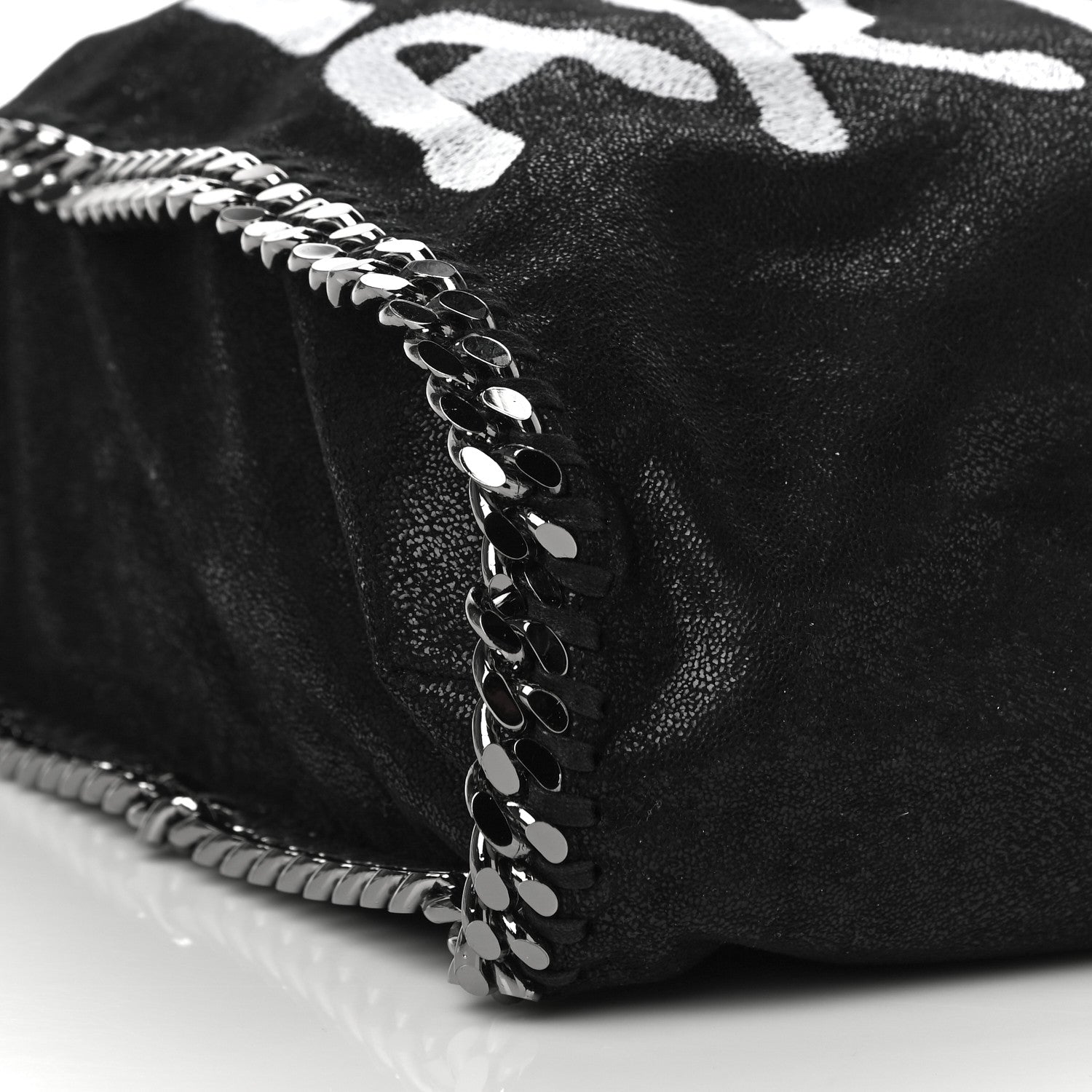 Stella McCartney X ED CURTIS Shaggy Deer Logo Embroidered Large Falabella Black 9 of 10
