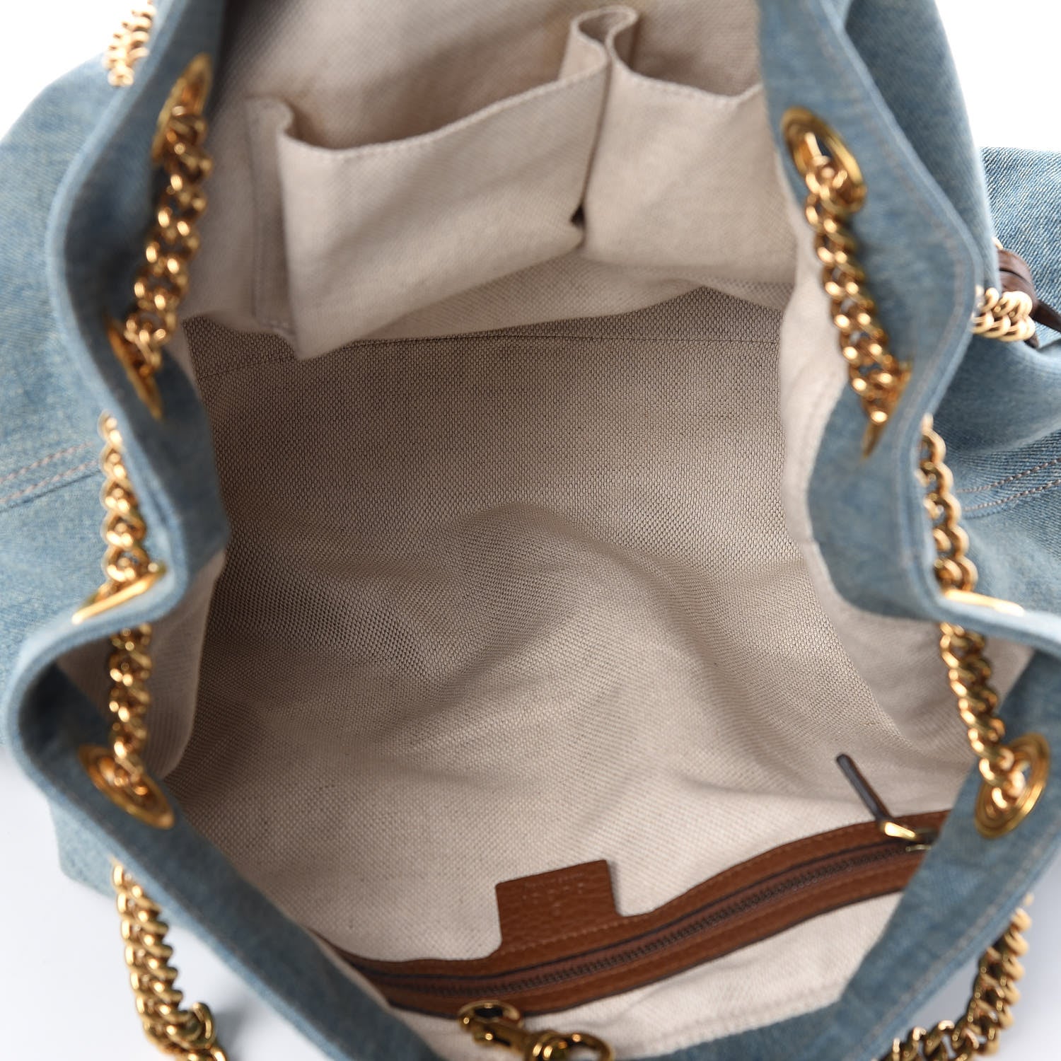 Gucci Denim Large Soho Chain Shoulder Bag Blue 5 of 9