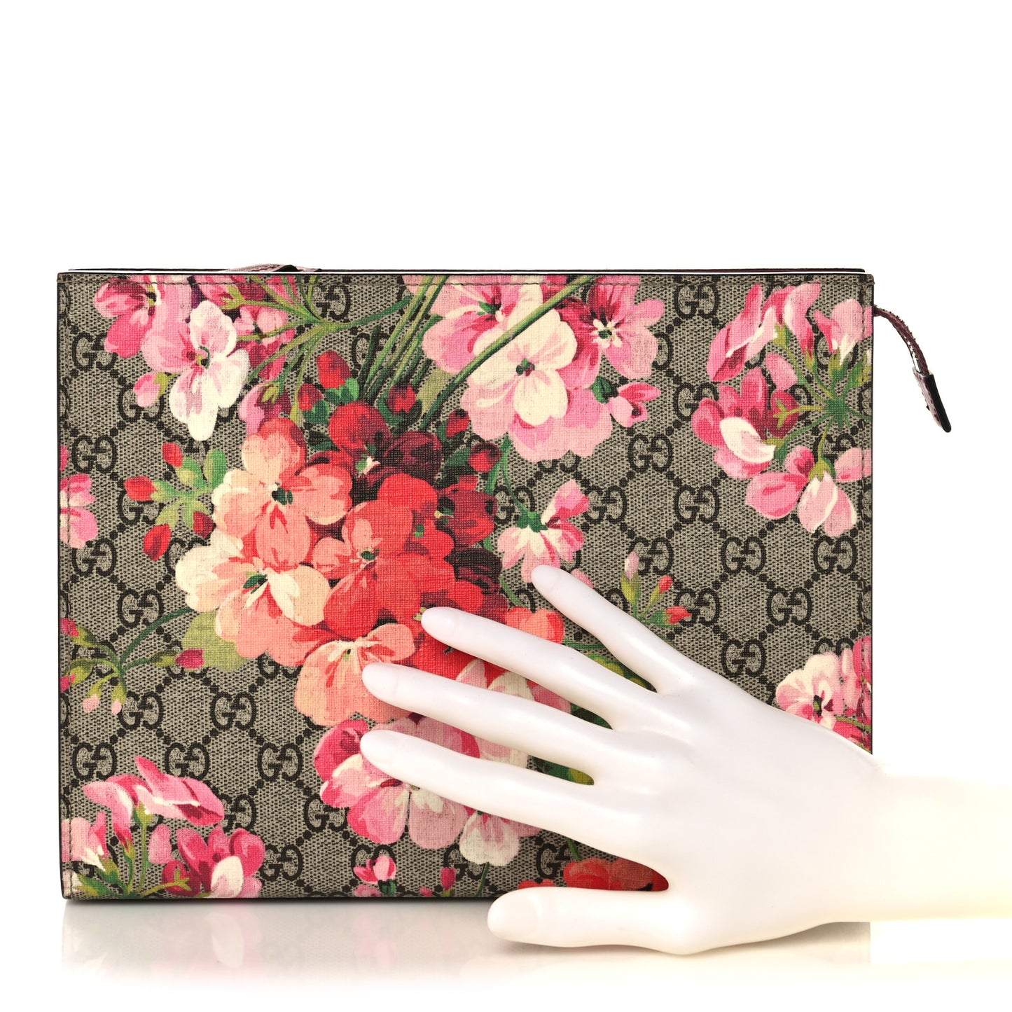 GG Supreme Monogram Blooms Large Cosmetic Case Beige Multicolor Dry Rose