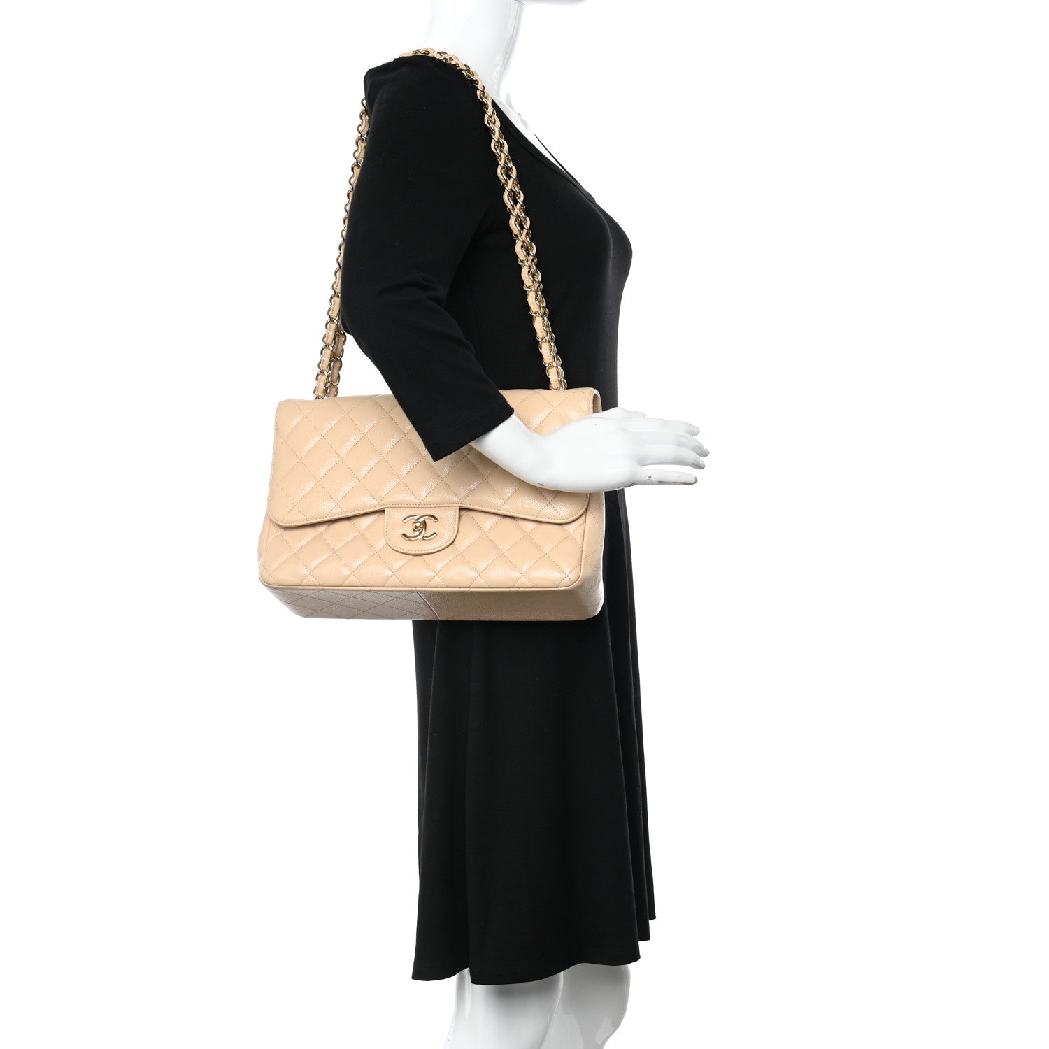 Chanel Caviar Quilted Jumbo Double Flap Beige Clair 2 of 13