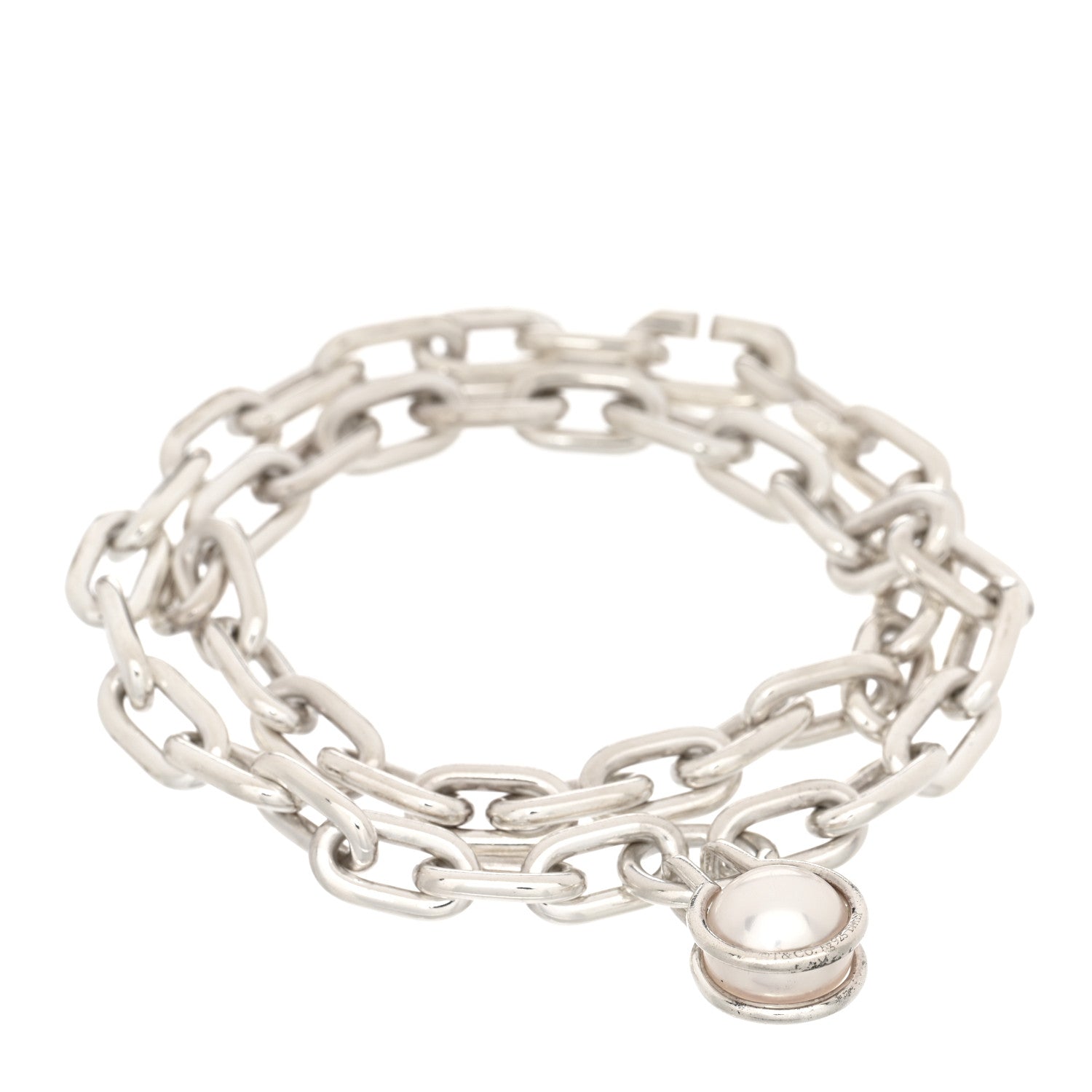 Tiffany Sterling Silver Pearl HardWear Link Bracelet 1 of 3