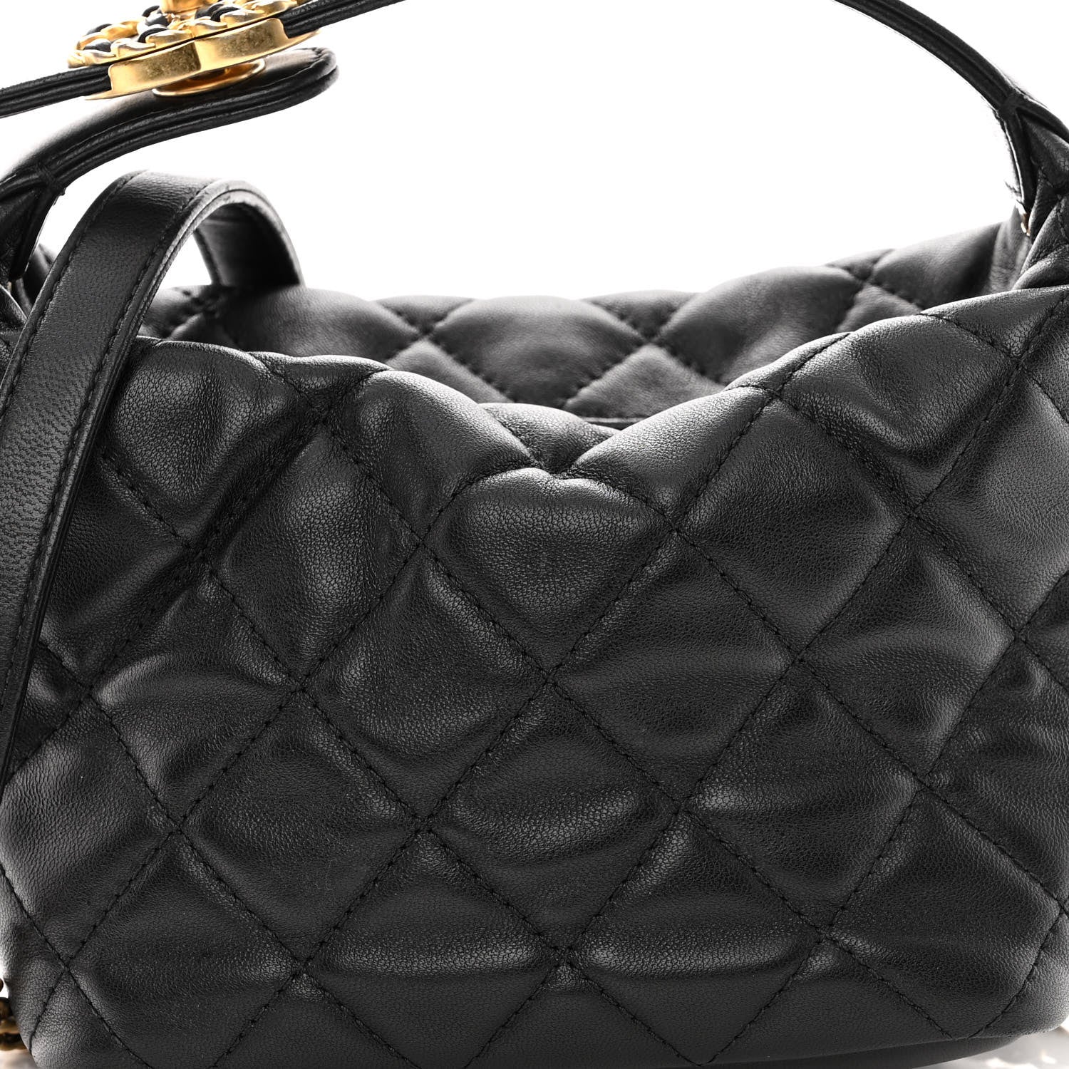 Chanel Lambskin Quilted Small Perfect Meeting Hobo Black 9 of 11