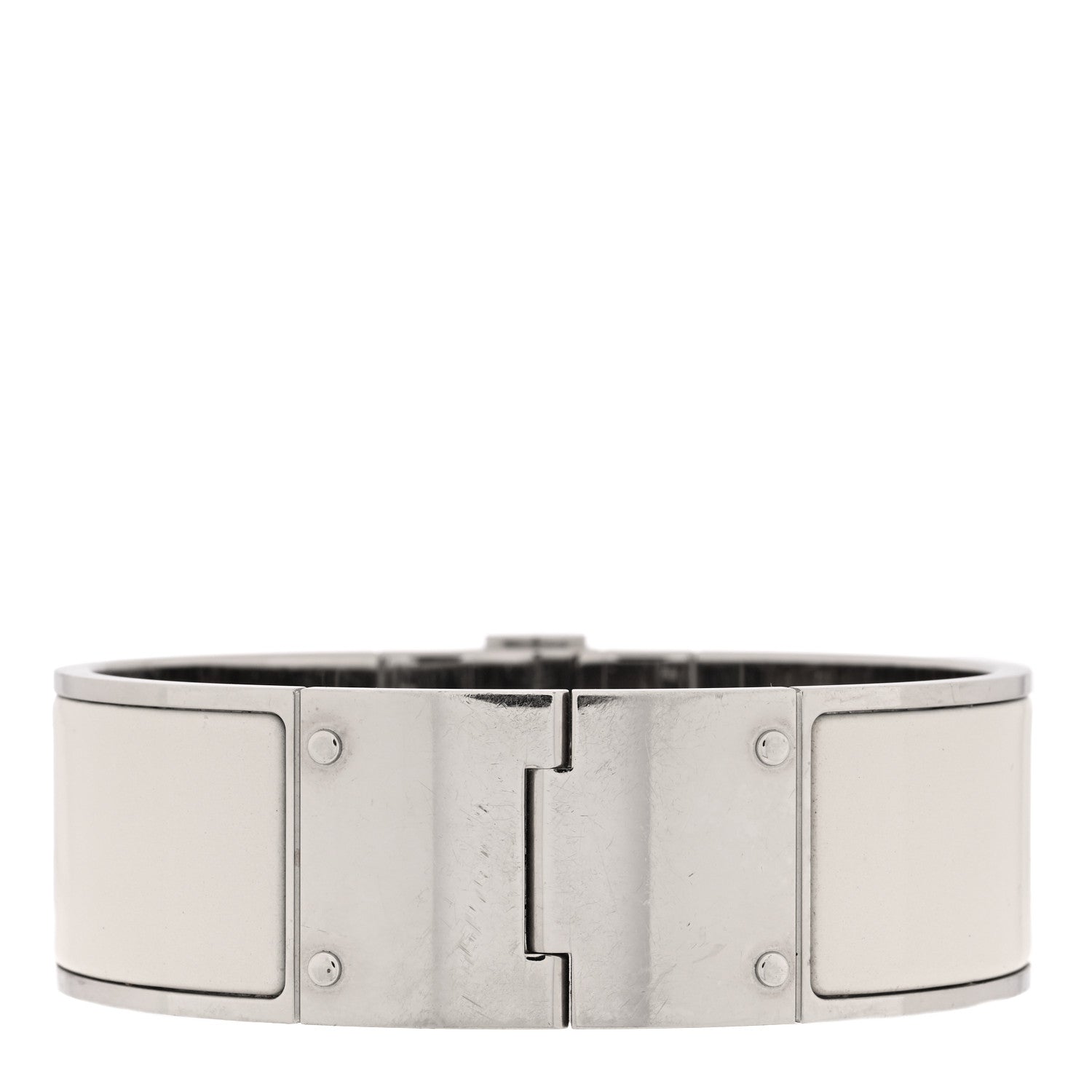 Hermes Enamel Charniere Uni Wide Hinged Bracelet L Pannacotta 3 of 4