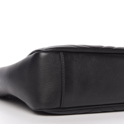 Gucci Calfskin Matelasse Medium GG Marmont Open Top Shoulder Bag Black 6 of 10
