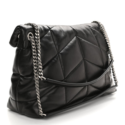 Saint Laurent Lambskin Quilted Medium Loulou Puffer Monogram Chain Satchel Black 3 of 10