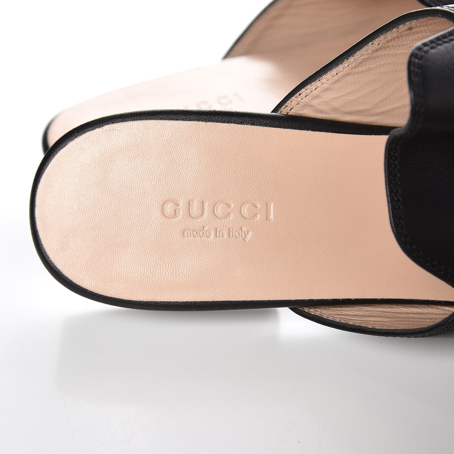 Gucci Calfskin Crystal Tiger Embroidered Womens Princetown Slippers 37 Black 5 of 10