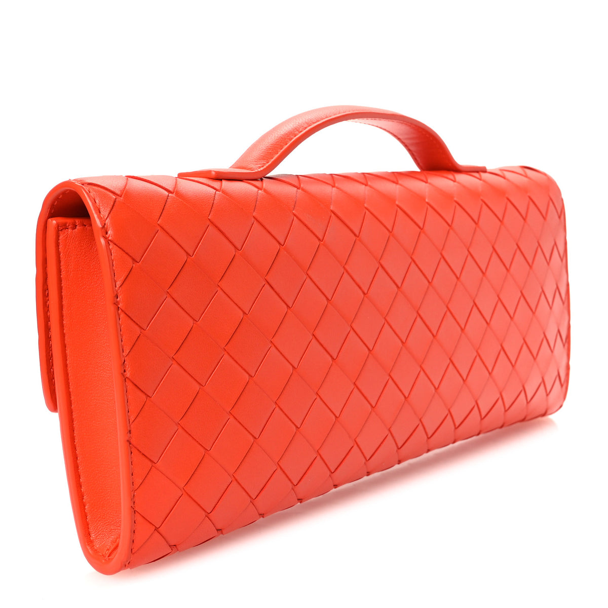 Nappa Intrecciato Long Andiamo Top Handle Clutch Orange