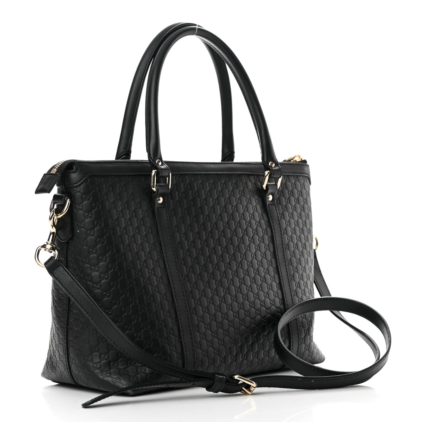 Soft Microguccissima Small Zippered Satchel Black