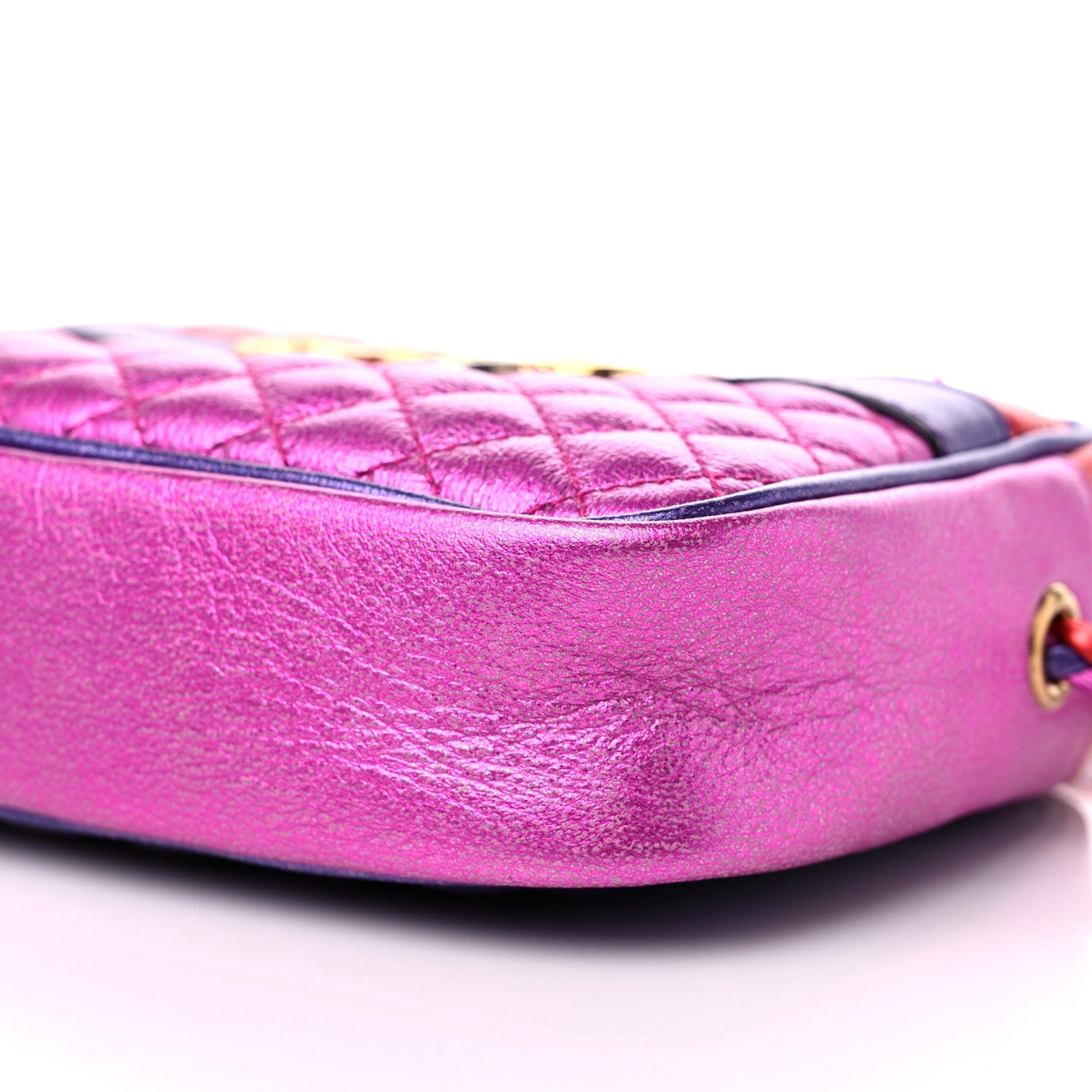 Gucci Laminated Nappa Trapuntata Mini Zumi Shoulder Bag Rosso Fuxia Bizantin 9 of 9