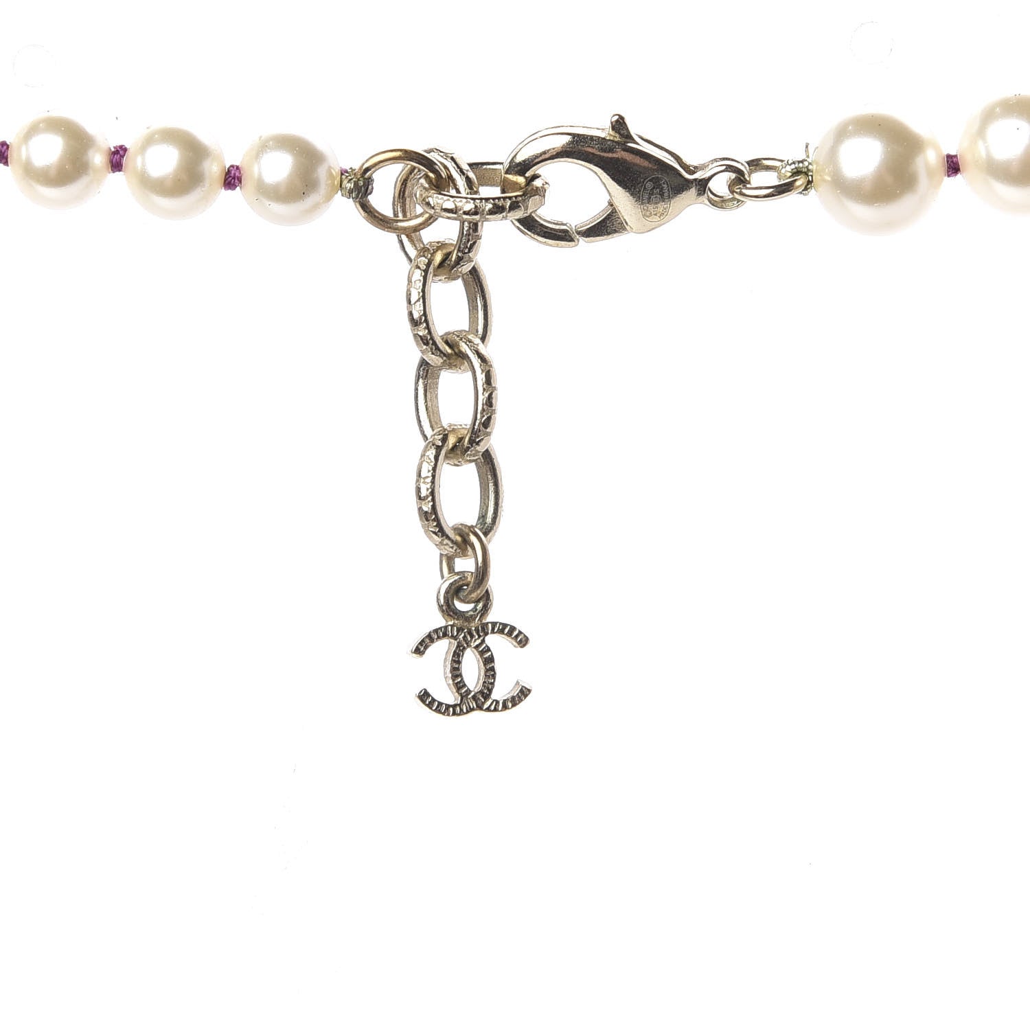 Chanel Pearl Crystal Gripoix CC Long Necklace Gold Pearly White Red 4 of 8