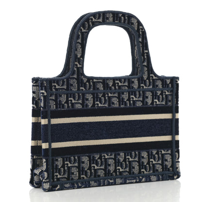 Christian Dior Velvet Oblique Embroidered Mini Book Tote Blue 3 of 11