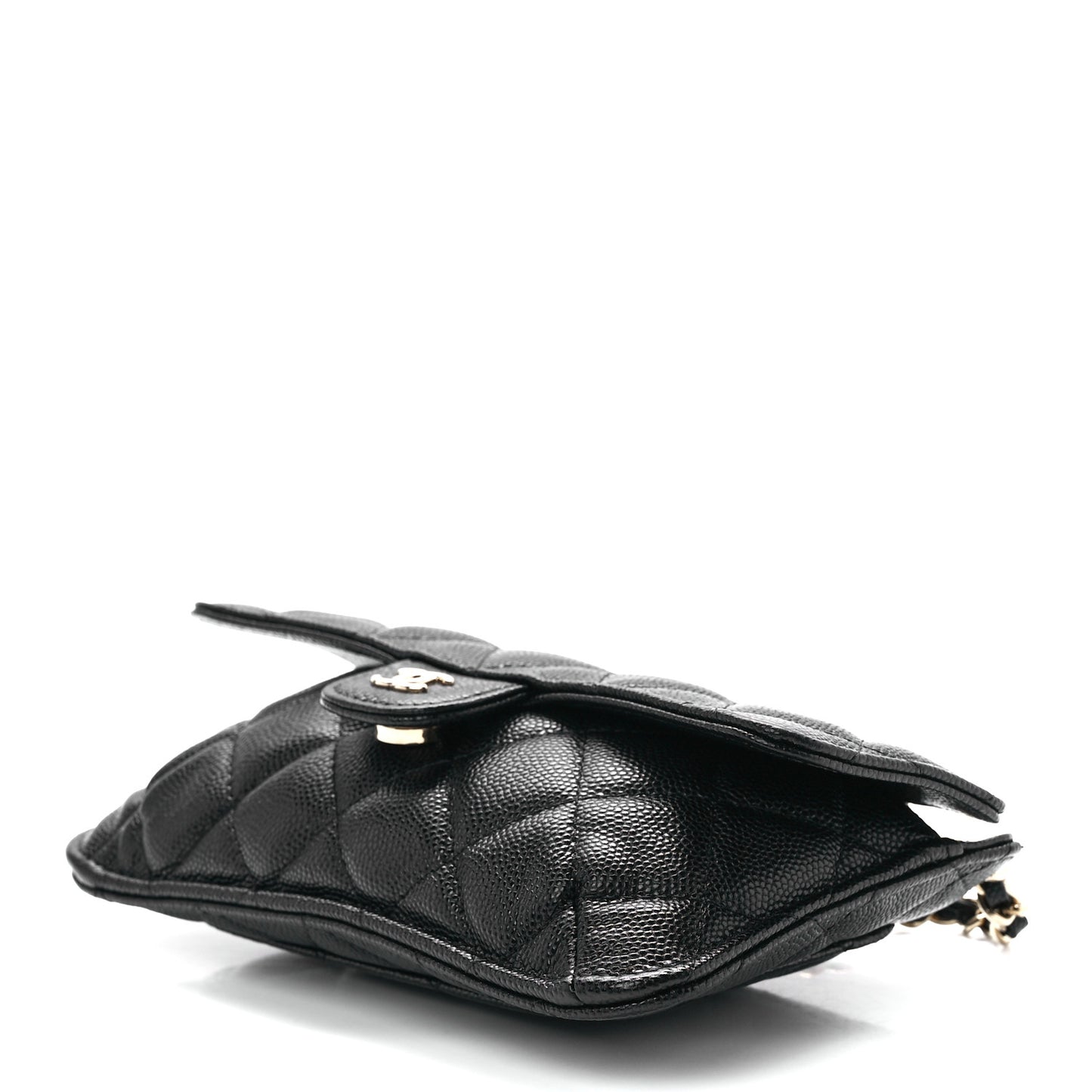 Caviar Fabric Quilted Foldable Tote With Chain Black Multicolor