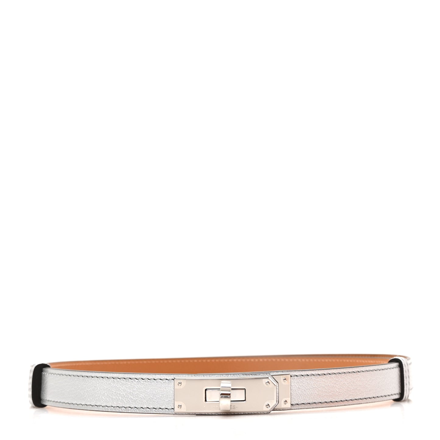 Metallic Chevre Chamkilight Kelly Belt Argent