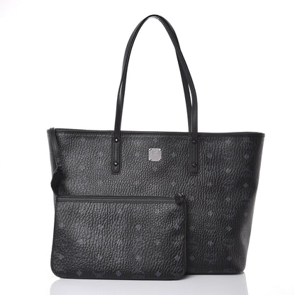 MCM Visetos Medium Anya Zip Top Shopper Tote Black 3 of 8