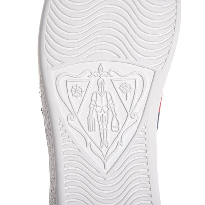 Gucci Calfskin Web Studded Feline Ace Sneakers 37 White 6 of 9