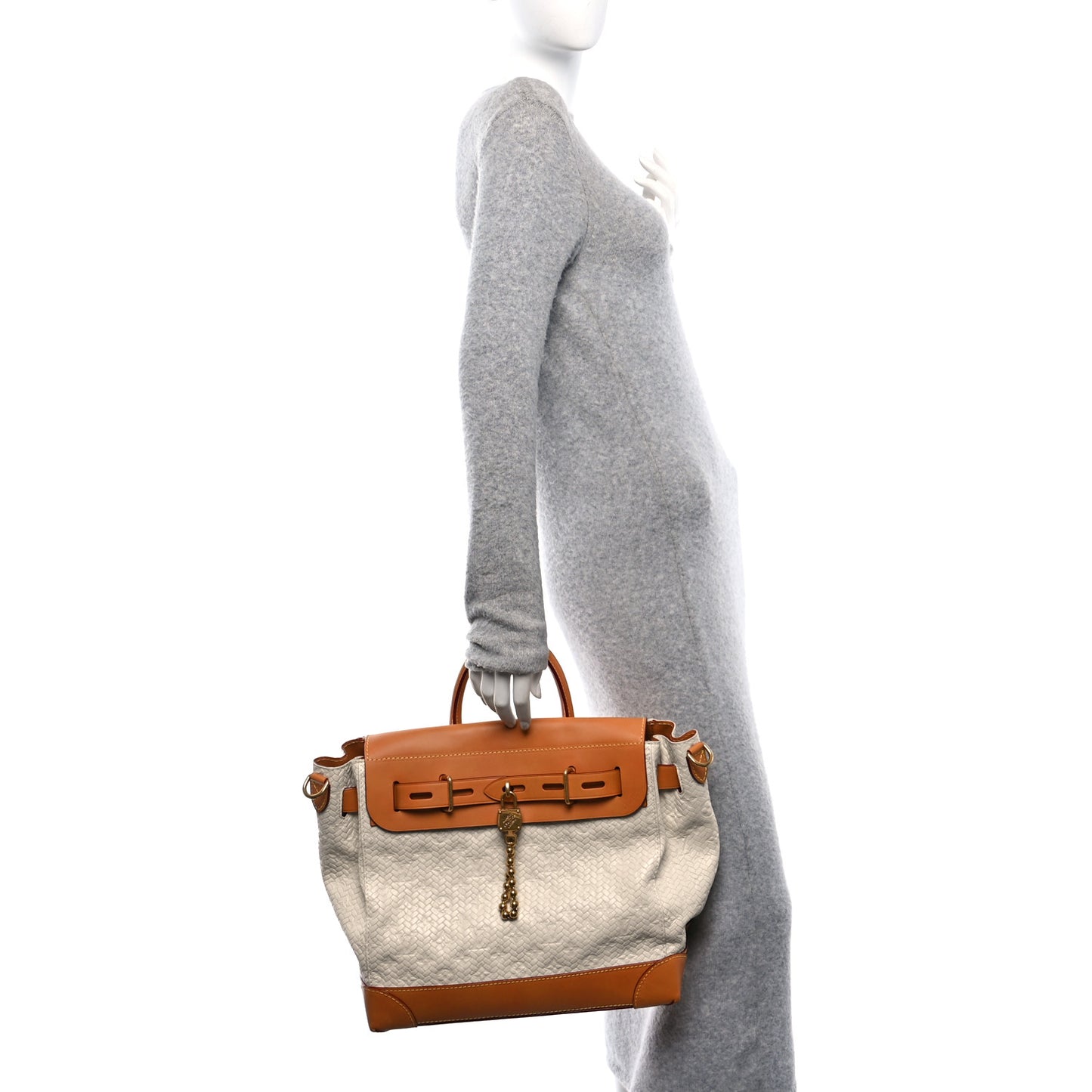 Calfskin Woven Embossed Monogram Steamer 30 Off White