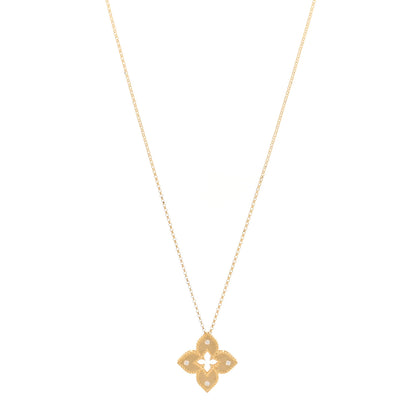 Roberto Coin 18K Yellow Gold Diamond Medium Venetian Princess Flower Pendant Necklace 1 of 6