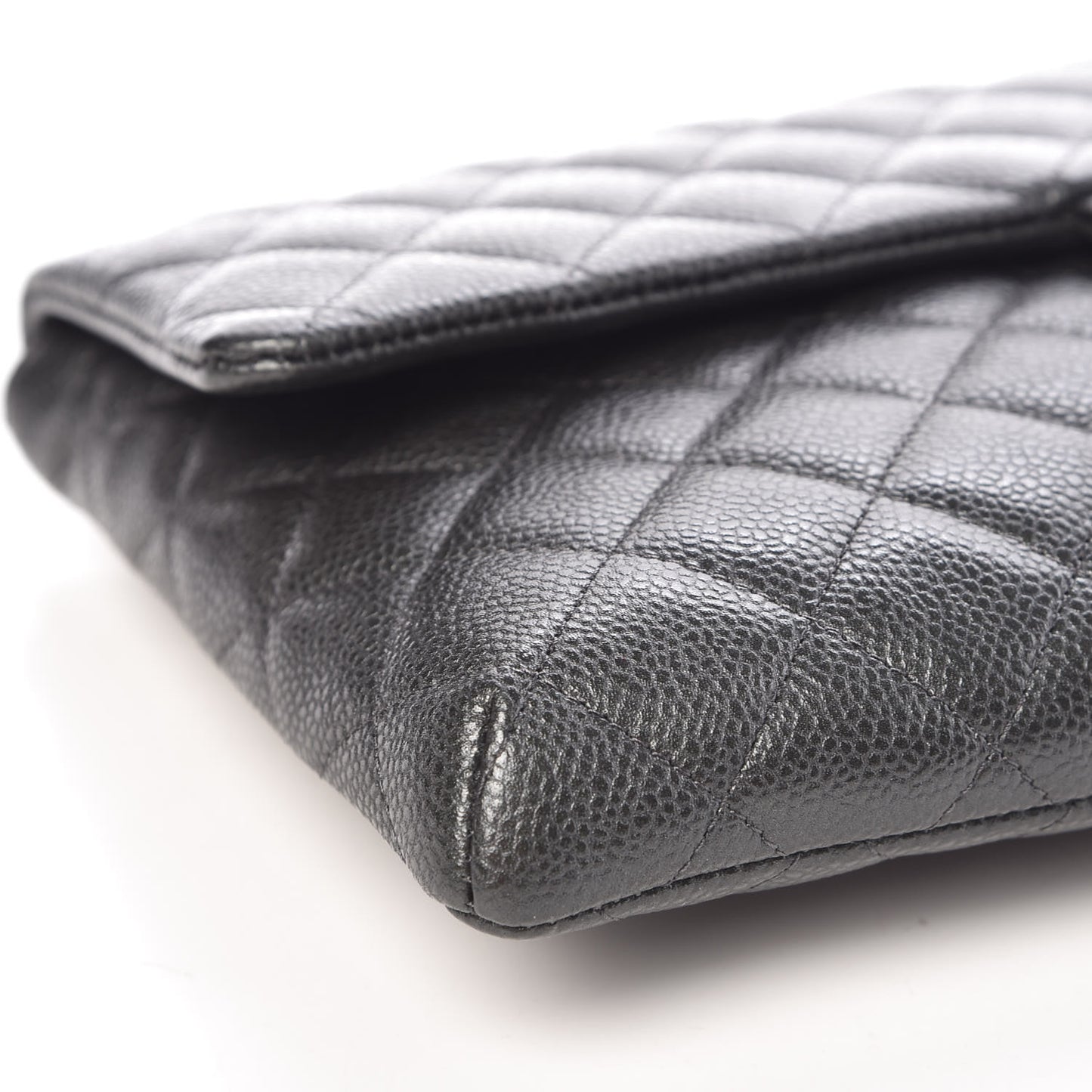 Caviar Quilted Clutch Dark Grey