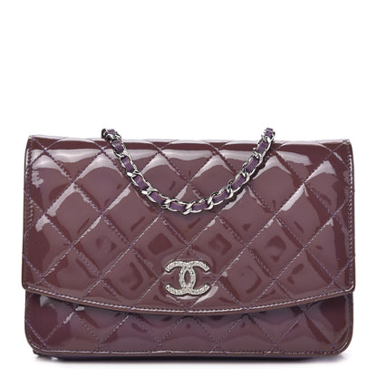 Chanel Patent Quilted Brilliant Wallet On Chain WOC Violet 1 of 12