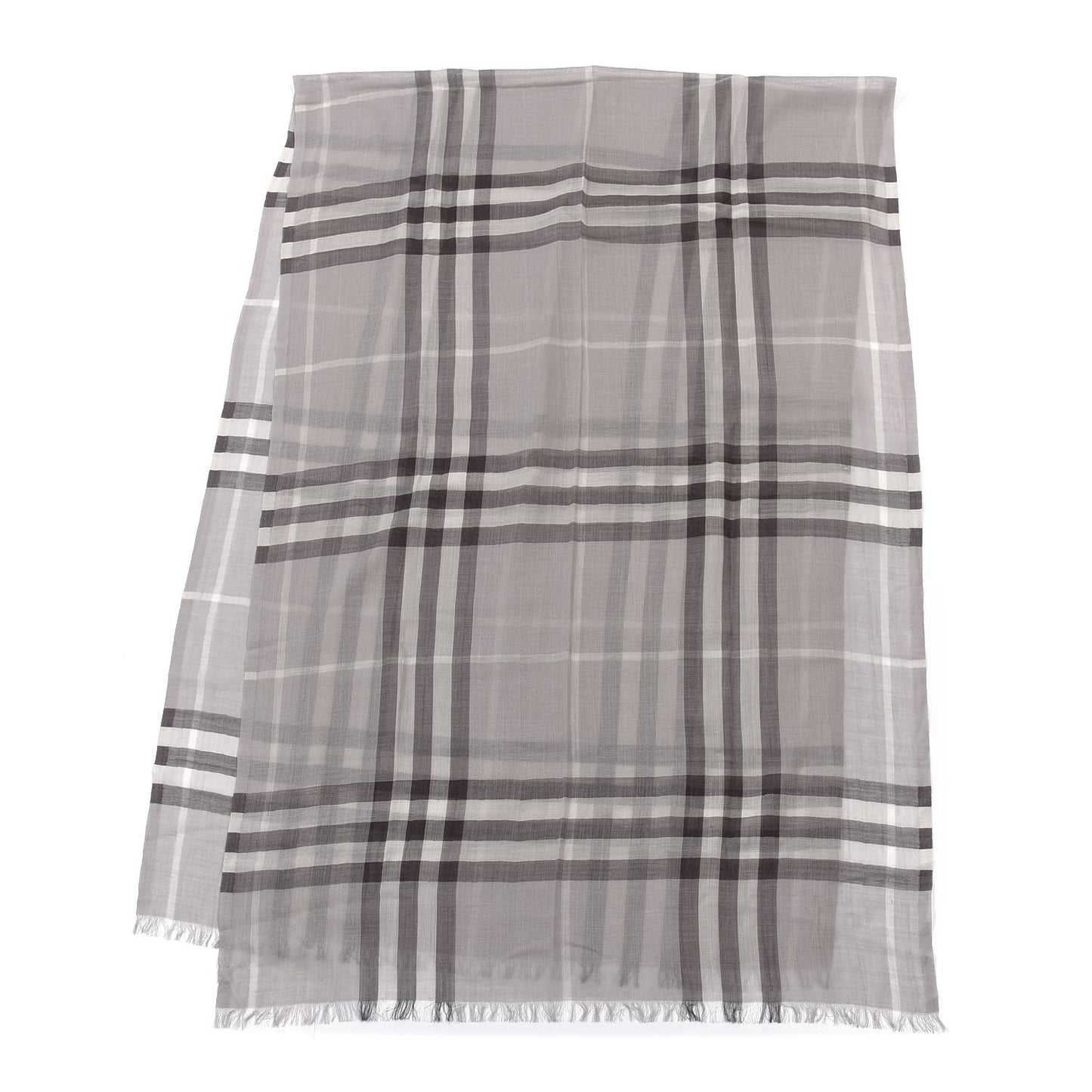 Linen Classic Check Check Lightweight Scarf Grey
