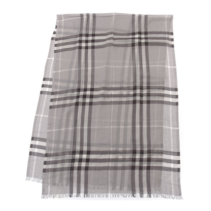 Burberry Linen Classic Check Check Lightweight Scarf Grey 2 of 3