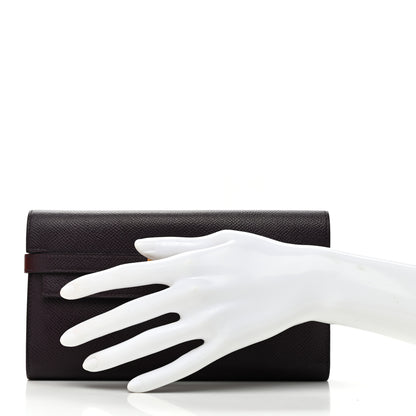 Hermes Epsom Verso Kelly Longue Wallet Raisin Anemone 2 of 8