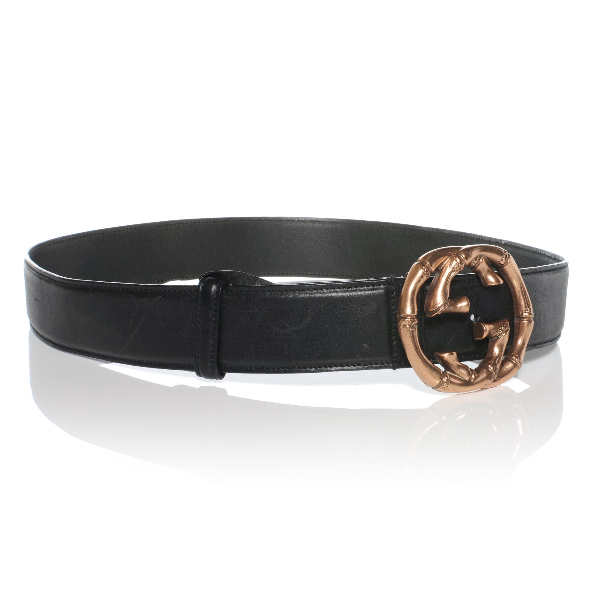 Gucci Leather Bamboo Interlocking G Belt 85 34 Black 4 of 8