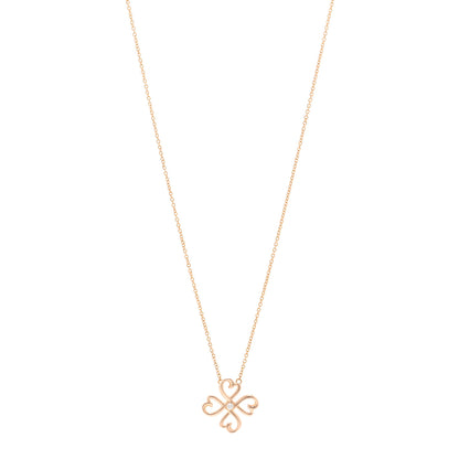 Tiffany 18K Rose Gold Diamond Loving Heart Clover Pendant Necklace 1 of 5