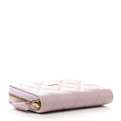Chanel Caviar Quilted Zip Coin Purse Wallet Pink 3 of 7