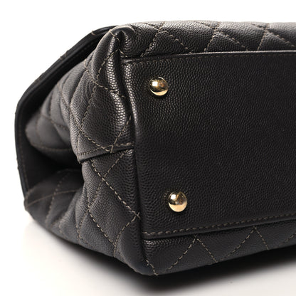 Chanel Caviar Contrast Stitch Small Coco Chain Handle Flap Dark Grey 10 of 14