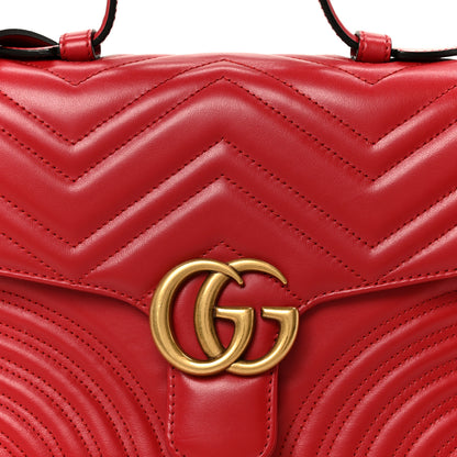 Gucci Calfskin Matelasse Small GG Marmont Top Handle Shoulder Bag Hibiscus Red 9 of 11
