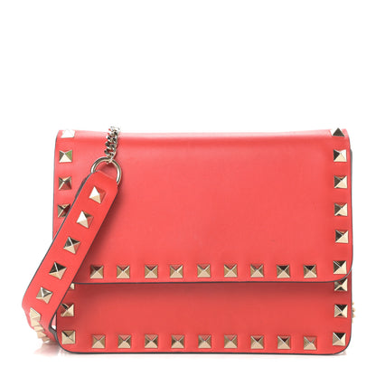 Valentino Garavani Vitello Mini Rockstud Chain Flap Crossbody Bag Deep Orange 1 of 15