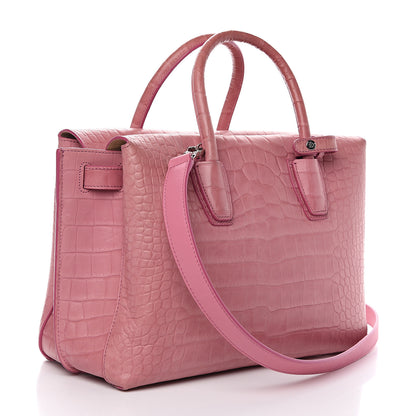 MCM Calfskin Crocodile Embossed Medium Milla Tote Pink 2 of 12